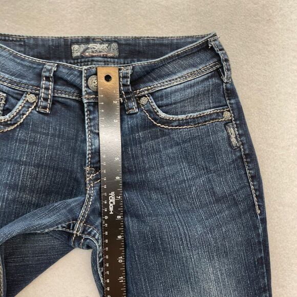 Silver Jeans Suki Surplus Women's 28x30 Bootcut Dark Blue Stretch Denim Grunge - Picture 9 of 16